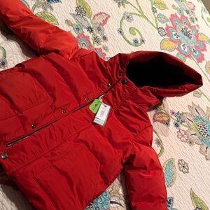 Red Hooded Puffer Jacket